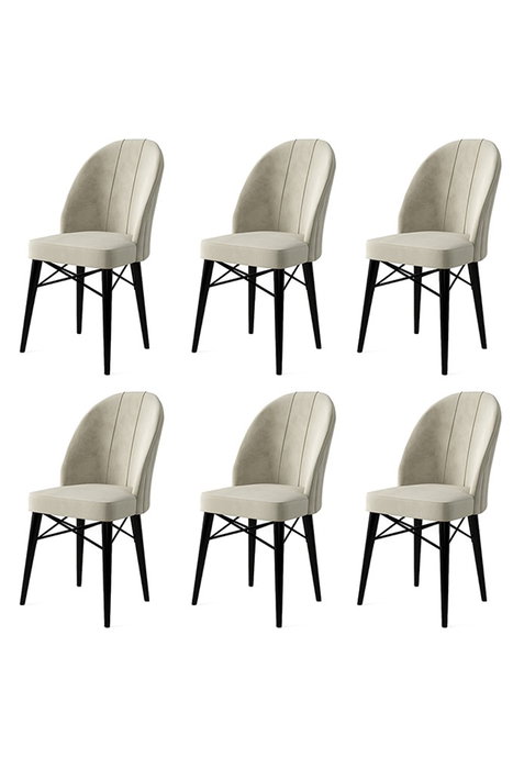 Hanah Home Ritim Juego de 6 Sillas Crema y Negro